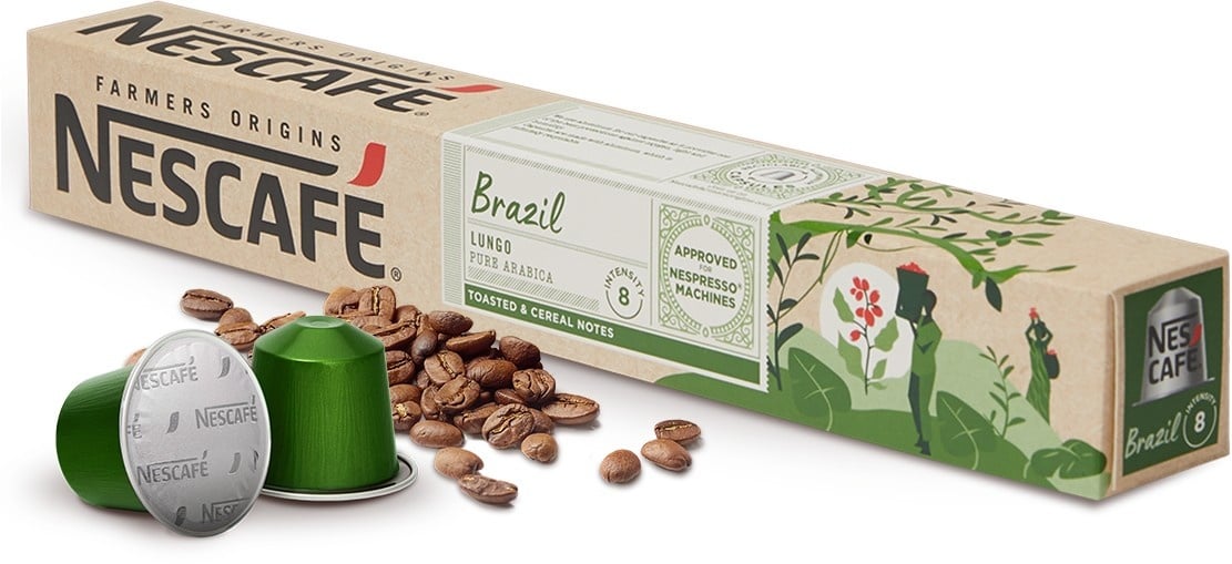 Nescafé Brazil Lungo Nespresso Kaffee Schachtel 10 Kapseln Nescafé Farmers Brazil Lungo Nespresso Kaffee 10 Kapseln – Bild 1